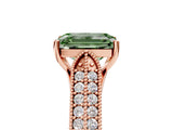 Rose gold Fancy Green Emerald Cut Cut Pave Split Shank Engagement Ring with Four-Prong Setting_5