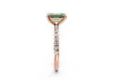 Rose gold Fancy Green Emerald Cut Diamond Brilliant Solitaire Ring with Pavé Band and Four-Prong Setting_26