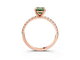 Rose gold Fancy Green Emerald Cut Diamond Brilliant Solitaire Ring with Pavé Band and Four-Prong Setting_27