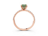 Rose gold Fancy Green Emerald Cut Diamond Brilliant Solitaire Ring with Pavé Band and Four-Prong Setting_3