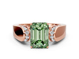 Rose gold Fancy Green Emerald Cut Diamond Channel Set Solitaire Ring with Four-Prong Setting_12