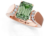Rose gold Fancy Green Emerald Cut Diamond Channel Set Solitaire Ring with Four-Prong Setting_13