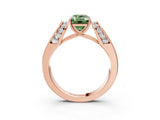Rose gold Fancy Green Emerald Cut Diamond Channel Set Solitaire Ring with Four-Prong Setting_15