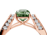 Rose gold Fancy Green Emerald Cut Diamond Channel Set Solitaire Ring with Four-Prong Setting_16