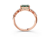 Rose gold Fancy Green Emerald Cut Diamond Cluster Pavé Band with Four-Prong Setting_15