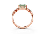 Rose gold Fancy Green Emerald Cut Diamond Cluster Pavé Band with Four-Prong Setting_6