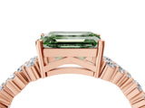 Rose gold Fancy Green Emerald Cut Diamond Cluster Pavé Band with Four-Prong Setting_7