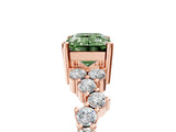 Rose gold Fancy Green Emerald Cut Diamond Cluster Pavé Band with Four-Prong Setting_8