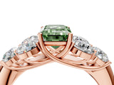 Rose gold Fancy Green Emerald  Cut Diamond Cluster Ring with Round Accent Stones and Prong Setting on a Classic Band_53