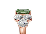 Rose gold Fancy Green Emerald  Cut Diamond Cluster Ring with Round Accent Stones and Prong Setting on a Classic Band_54
