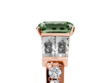 Rose gold Fancy Green Emerald Cut Diamond Engagement Ring with Baguette Side Stones and Channel Set Band_25