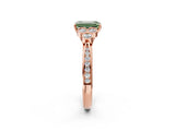 Rose gold Fancy Green Emerald  Cut Diamond Engagement Ring with Bezel Set Round Side Stones and Prong Setting_54