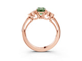 Rose gold Fancy Green Emerald  Cut Diamond Engagement Ring with Bezel Set Round Side Stones and Prong Setting_55