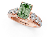 Rose gold Fancy Green Emerald  Cut Diamond Engagement Ring with Pavé Band and Four-Prong Setting_4
