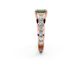 Rose gold Fancy Green Emerald  Cut Diamond Engagement Ring with Pavé Band and Four-Prong Setting_5