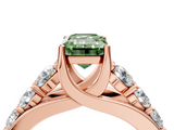 Rose gold Fancy Green Emerald  Cut Diamond Engagement Ring with Pavé Band and Four-Prong Setting_7