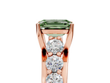Rose gold Fancy Green Emerald  Cut Diamond Engagement Ring with Pavé Band and Four-Prong Setting_8
