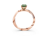 Rose gold Fancy Green Emerald Cut Diamond Engagement Ring with Side Stone Accents and Four-Prong Setting_15