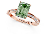 Rose gold Fancy Green Emerald Cut Diamond Engagement Ring with Side Stone Accents and Four-Prong Setting_73