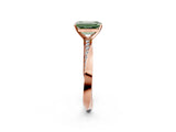 Rose gold Fancy Green Emerald Cut Diamond Engagement Ring with Side Stone Accents and Four-Prong Setting_74
