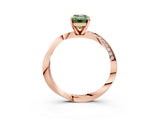Rose gold Fancy Green Emerald Cut Diamond Engagement Ring with Side Stone Accents and Four-Prong Setting_75