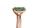 Rose gold Fancy Green Emerald Cut Diamond Engagement Ring with Side Stone Accents and Four-Prong Setting_77