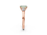 Rose gold Fancy Green Emerald  Cut Diamond Five-Stone Prong Set White Gold Ring_34
