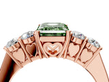 Rose gold Fancy Green Emerald  Cut Diamond Five-Stone Prong Set White Gold Ring_36