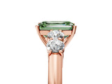 Rose gold Fancy Green Emerald  Cut Diamond Five-Stone Prong Set White Gold Ring_37