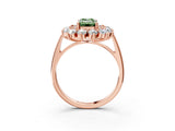 Rose gold Fancy Green Emerald Cut Diamond Floral Double Halo Engagement Ring with Prong Setting_15