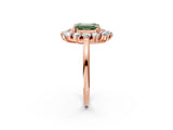 Rose gold Fancy Green Emerald Cut Diamond Floral Double Halo Engagement Ring with Prong Setting_20