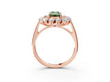 Rose gold Fancy Green Emerald Cut Diamond Floral Double Halo Engagement Ring with Prong Setting_21