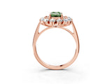 Rose gold Fancy Green Emerald Cut Diamond Floral Double Halo Engagement Ring with Prong Setting_63