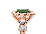 Rose gold Fancy Green Emerald  Cut Diamond Floral Halo Engagement Ring with Shared Prong Setting 5