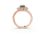 Rose gold Fancy Green Emerald  Cut Diamond Floral Halo Pave Band with Prong Setting_40