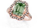 Rose gold Fancy Green Emerald Cut Diamond Floral Halo Split Shank Prong Setting Ring_1