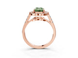 Rose gold Fancy Green Emerald Cut Diamond Floral Halo Split Shank Prong Setting Ring_3