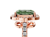 Rose gold Fancy Green Emerald Cut Diamond Floral Halo Split Shank Prong Setting Ring_5