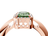 Rose gold Fancy Green Emerald  Cut Diamond Halo Engagement Ring with Split Shank and Four-Prong Setting_109