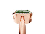Rose gold Fancy Green Emerald  Cut Diamond Halo Engagement Ring with Split Shank and Four-Prong Setting_110