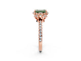 Rose gold Fancy Green Emerald Cut Diamond Halo Pave Band with Four-Prong Setting_5