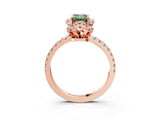 Rose gold Fancy Green Emerald Cut Diamond Halo Pave Band with Four-Prong Setting_6