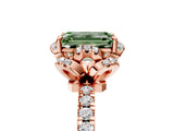 Rose gold Fancy Green Emerald Cut Diamond Halo Pave Band with Four-Prong Setting_8
