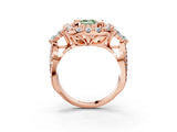 Rose gold Fancy Green Emerald Cut Diamond Halo Ring with Pavé Band and Four-Prong Setting_62