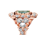 Rose gold Fancy Green Emerald Cut Diamond Halo Ring with Pavé Band and Four-Prong Setting_64