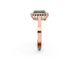 Rose gold Fancy Green Emerald  Cut Diamond Halo Ring with Round Brilliant Halo and Solitaire Band_89