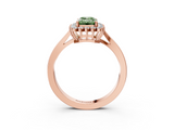Rose gold Fancy Green Emerald  Cut Diamond Halo Ring with Round Brilliant Halo and Solitaire Band_90