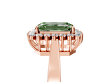 Rose gold Fancy Green Emerald  Cut Diamond Halo Ring with Round Brilliant Halo and Solitaire Band_92