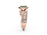 Rose gold Fancy Green Emerald Cut Diamond Halo Ring with Round Split Shank and Prong Setting_38