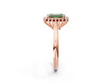 Rose gold Fancy Green Emerald  Cut Diamond Halo Ring with Solitaire Band and Prong Setting_55